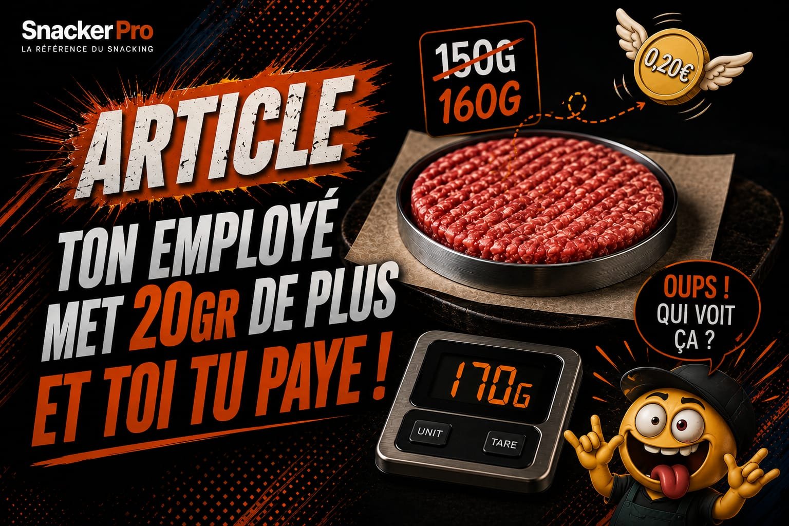 Ton employé met 20 grammes de plus. Et toi, tu payes.